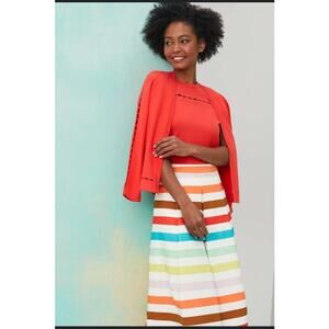 Carlisle Pleated A Line Striped Midi Skirt NWT Size 12 MSRP $475